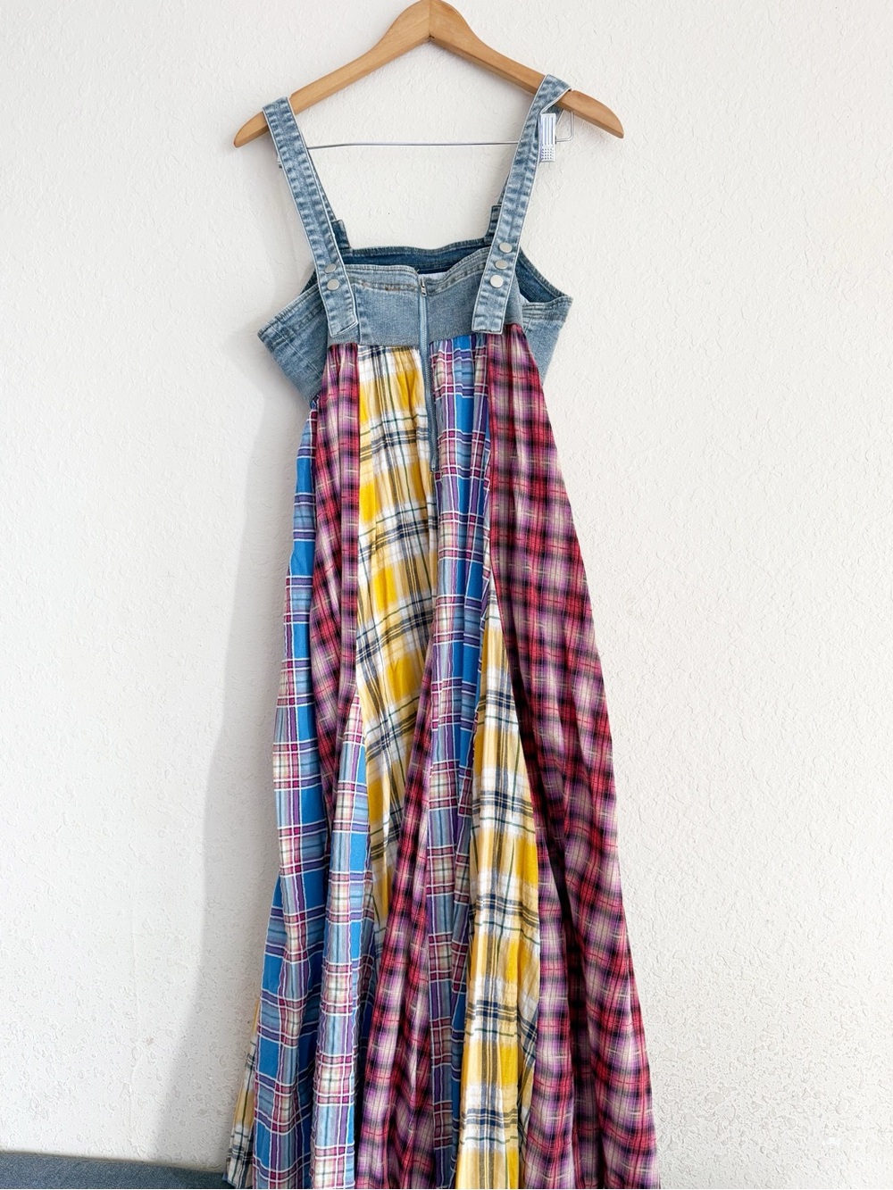Dressed In Lala Mixed Media Plaid Denim Sundress Size Small - Picture 7 of 7